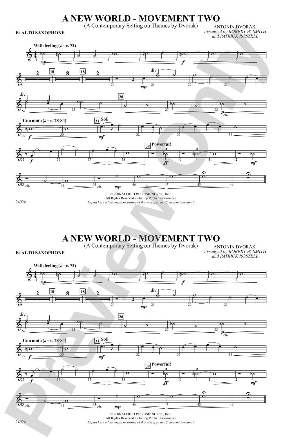 A New World---Movement Two: E-flat Alto Saxophone