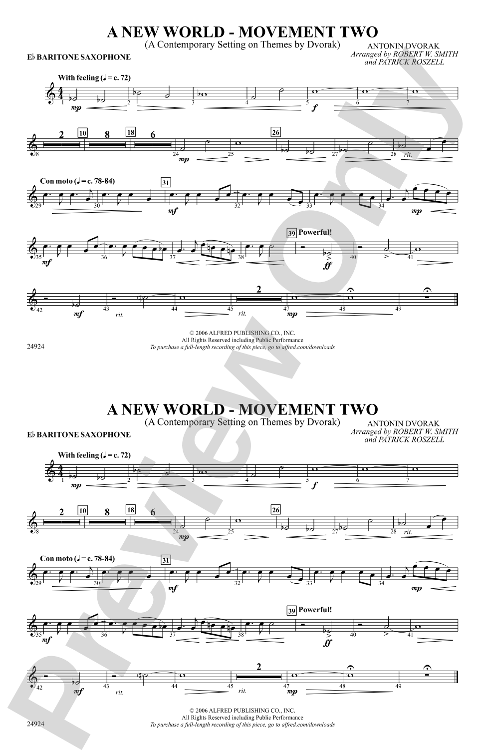 A New World---Movement Two: E-flat Baritone Saxophone