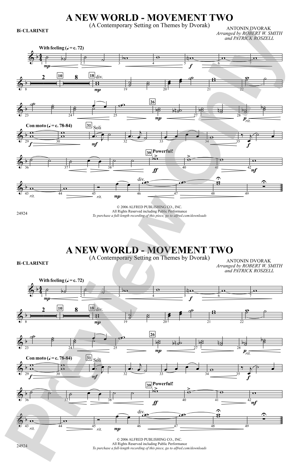 A New World---Movement Two: 1st B-flat Clarinet