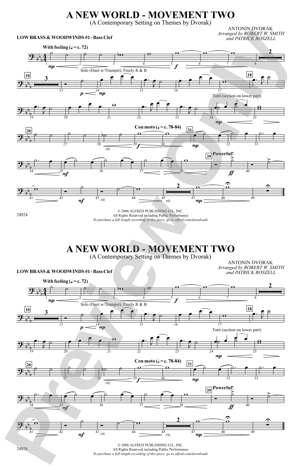 A New World---Movement Two: Low Brass & Woodwinds #1 - Bass Clef