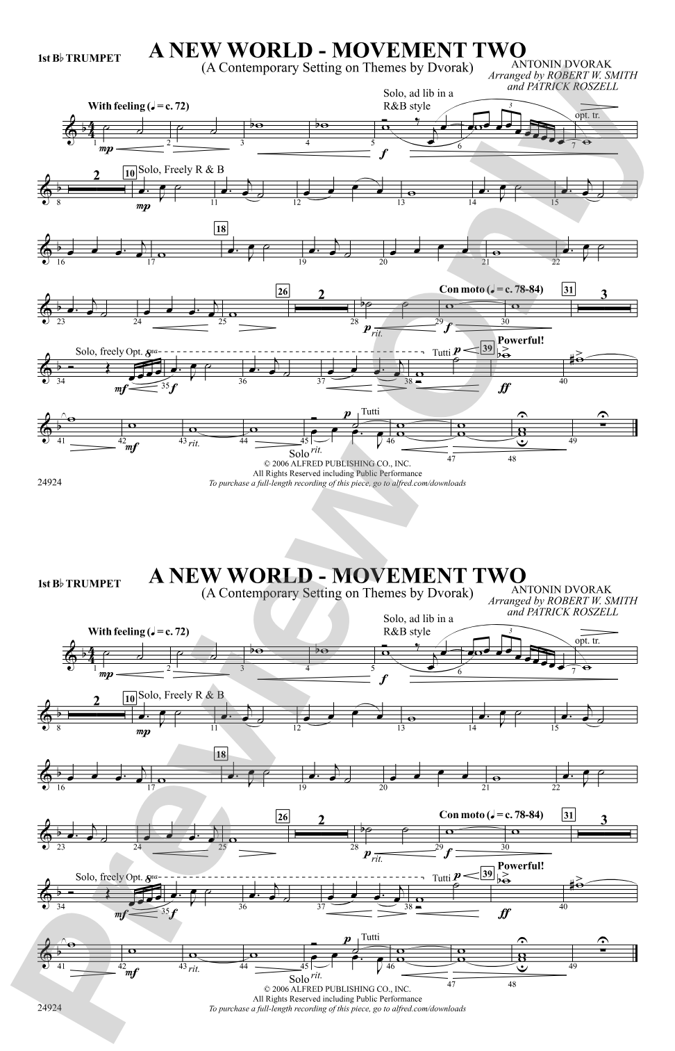 A New World---Movement Two: 1st B-flat Trumpet