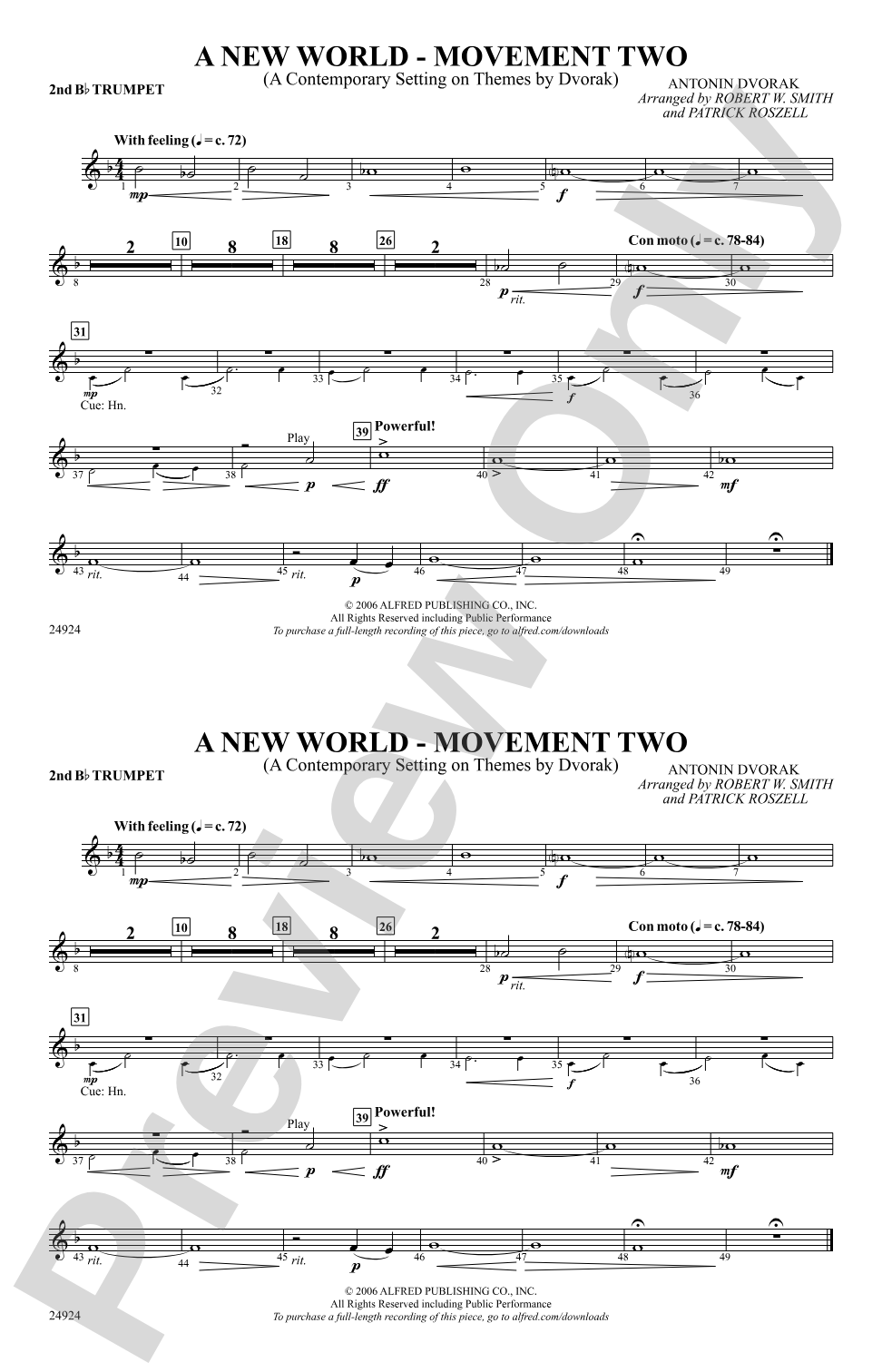 A New World---Movement Two: 2nd B-flat Trumpet