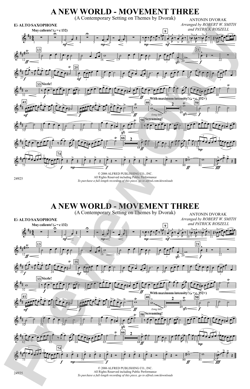 A New World---Movement Three: E-flat Alto Saxophone
