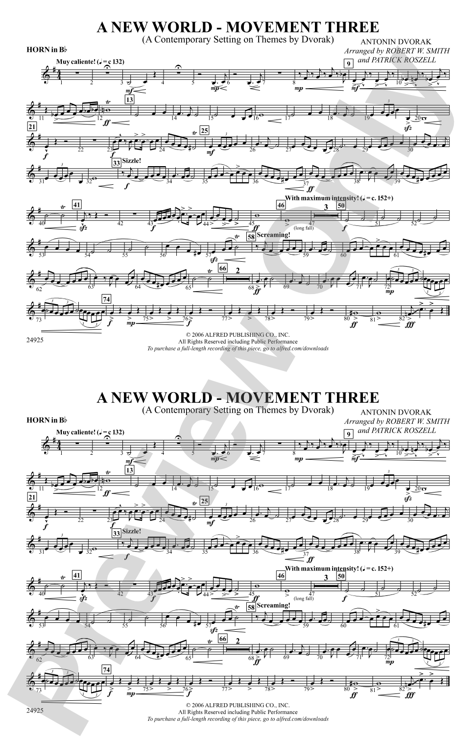 A New World---Movement Three: Horn in B flat