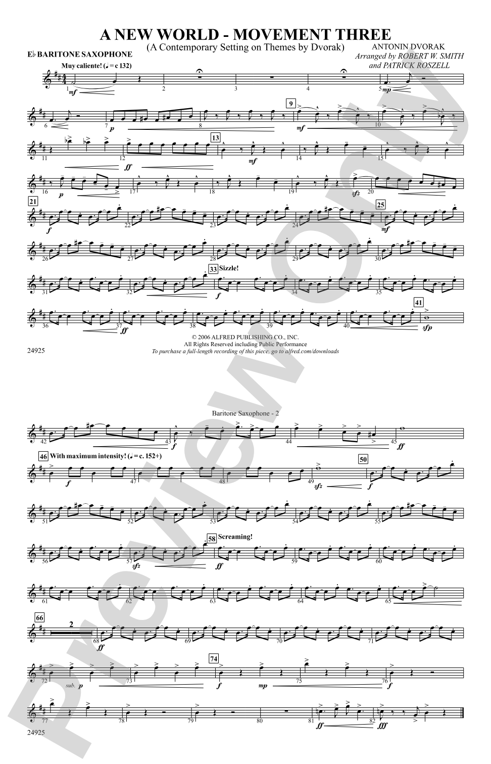 A New World---Movement Three: E-flat Baritone Saxophone