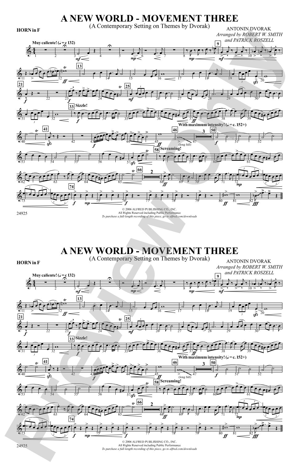 A New World---Movement Three: 1st F Horn