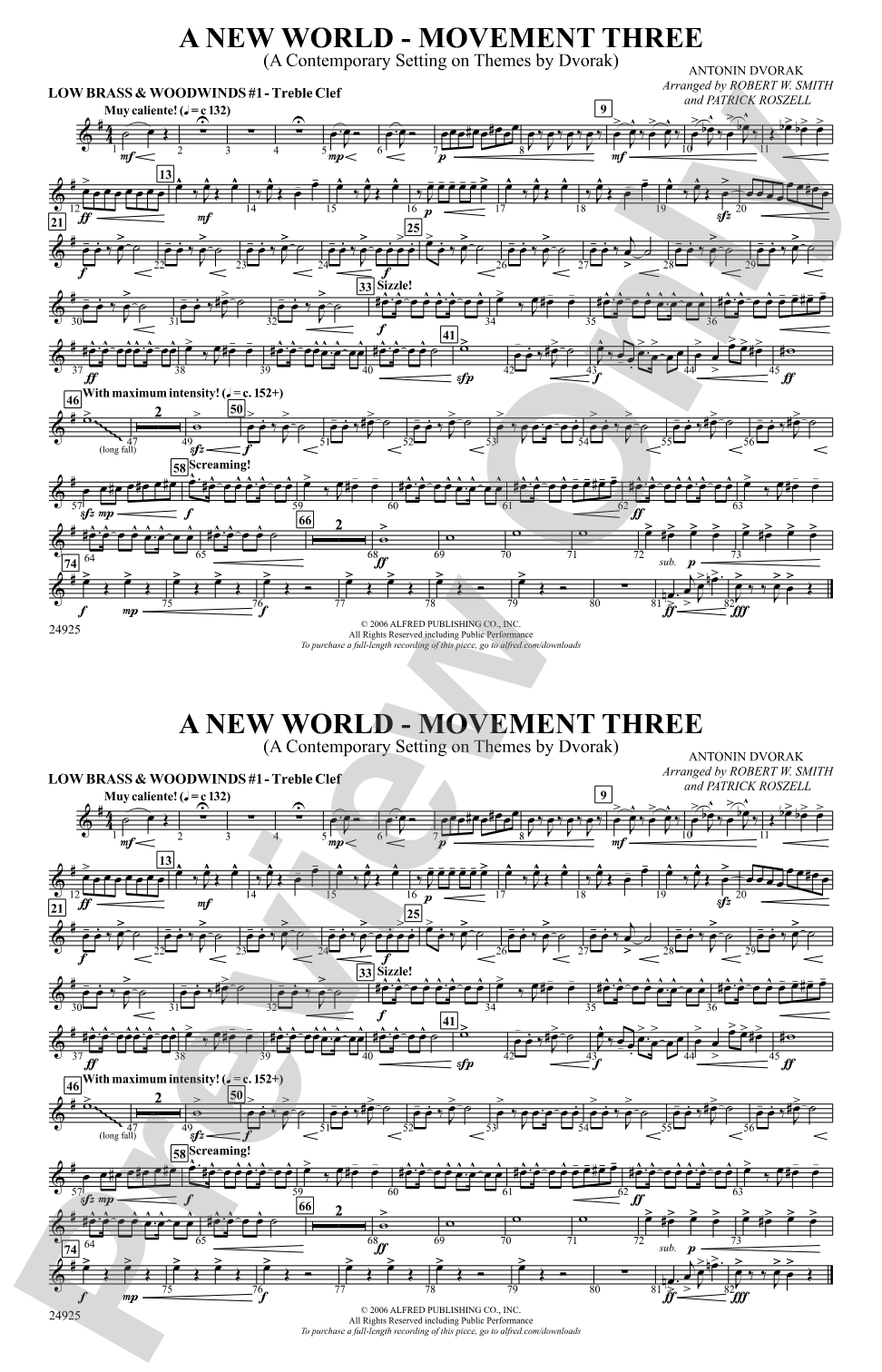A New World---Movement Three: Low Brass & Woodwinds #1 - Treble Clef