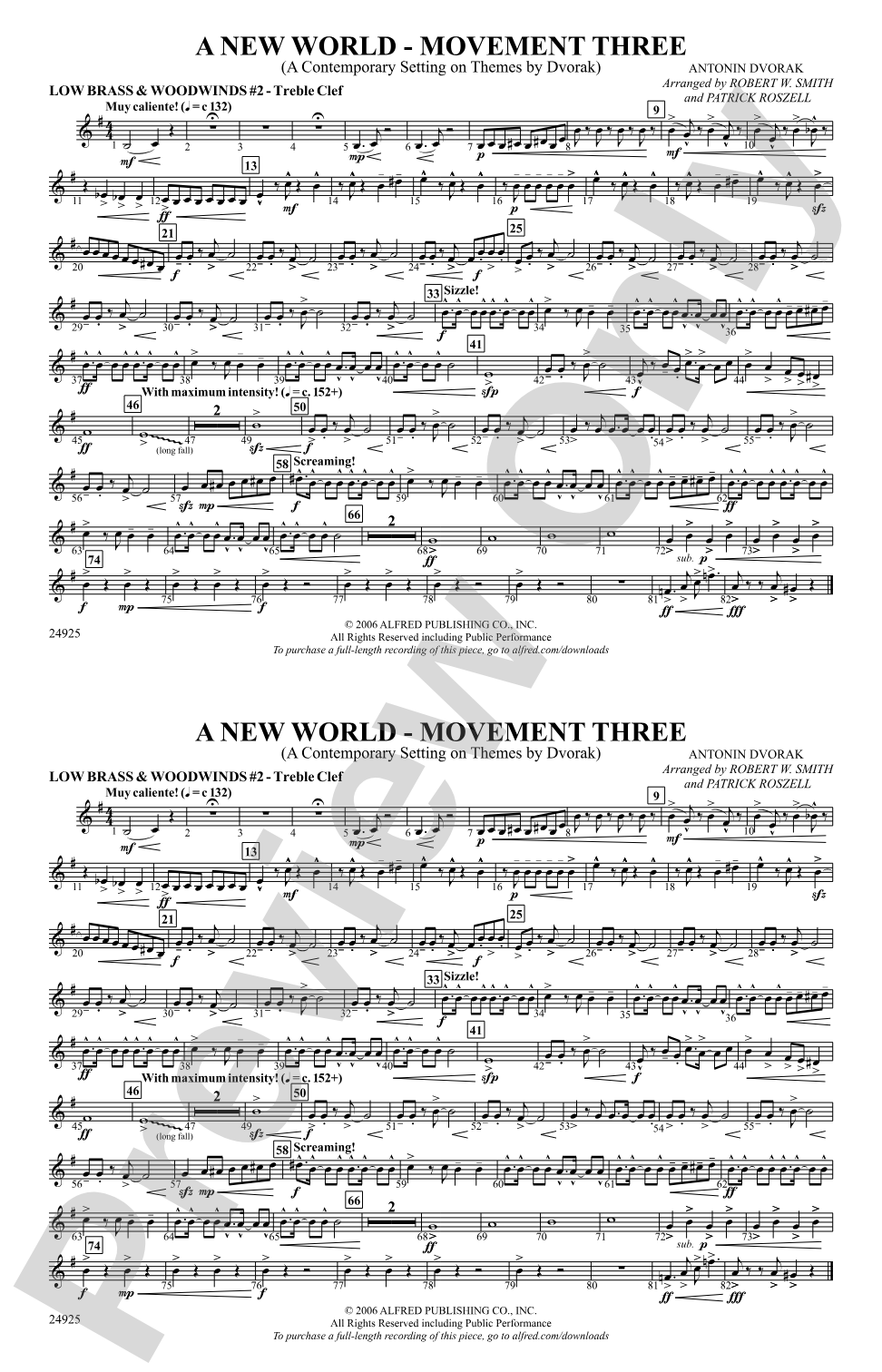 A New World---Movement Three: Low Brass & Woodwinds #2 - Treble Clef