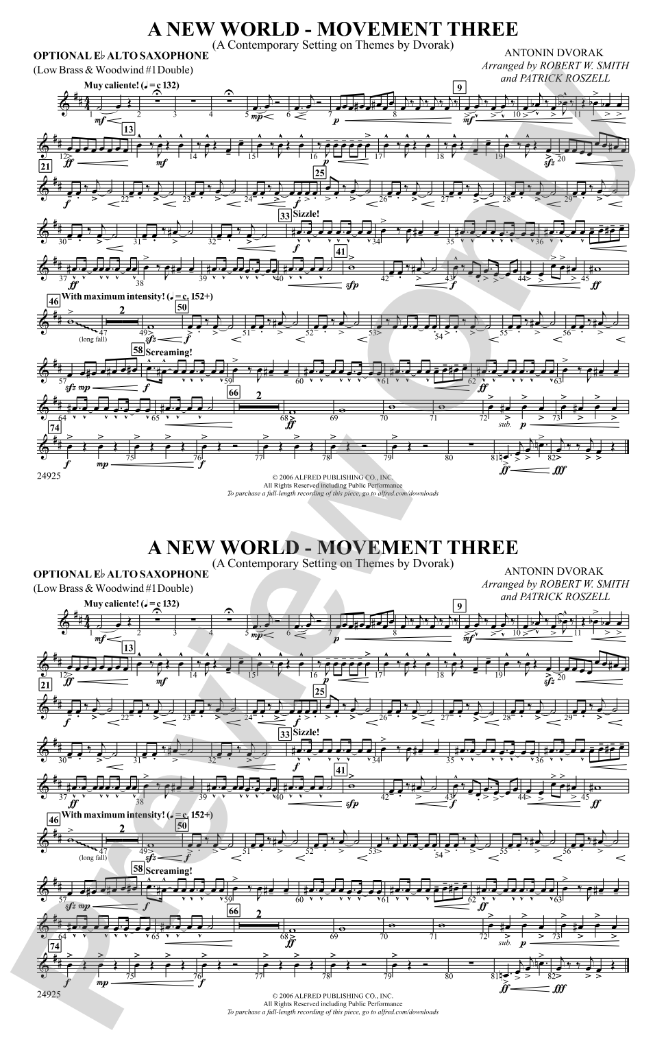 A New World---Movement Three: Optional Alto Sax