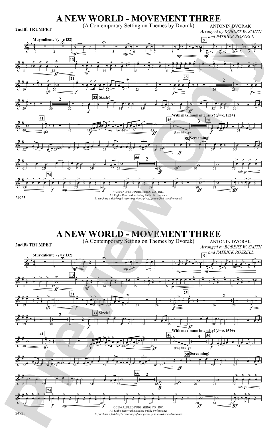 A New World---Movement Three: 2nd B-flat Trumpet