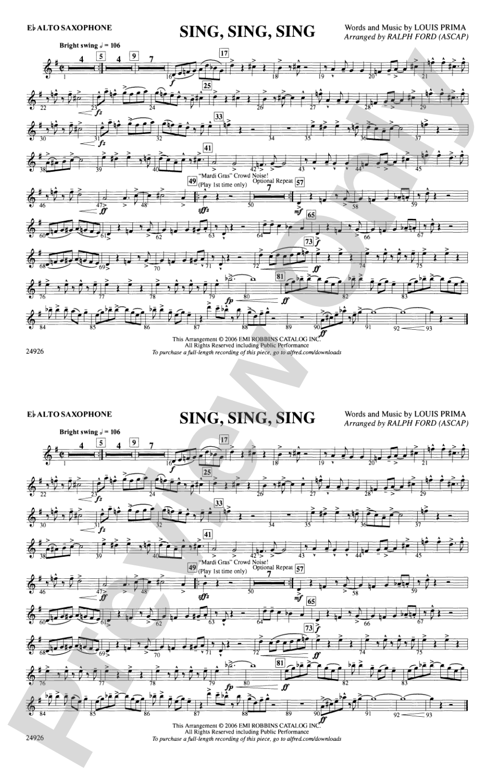 Sing, Sing, Sing: E-flat Alto Saxophone