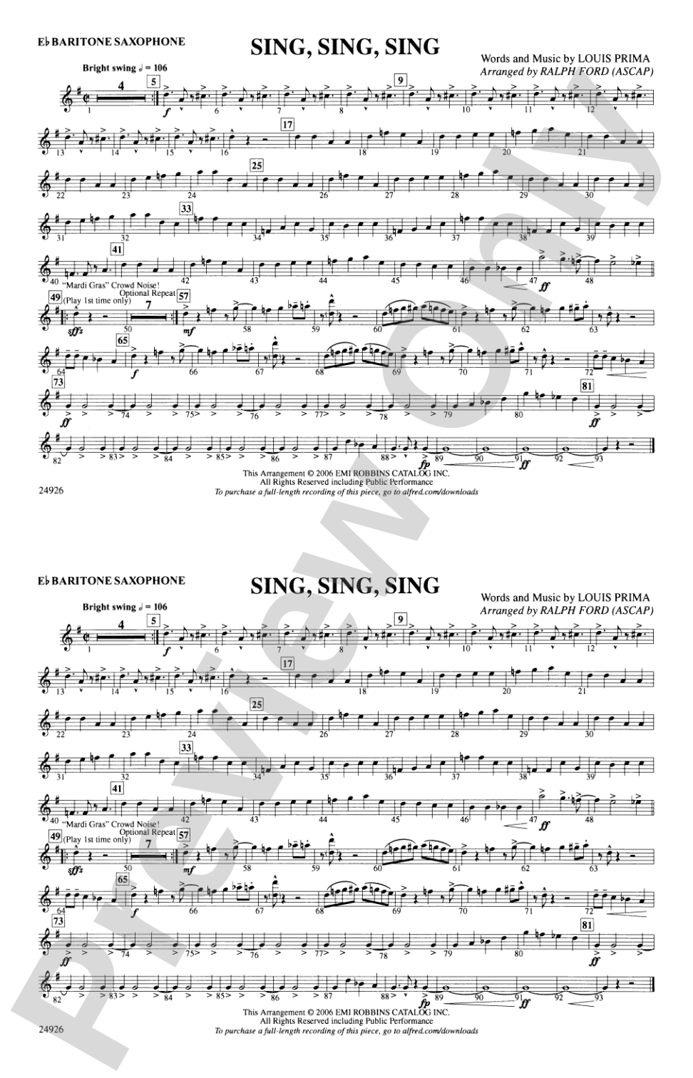Sing, Sing, Sing: E-flat Baritone Saxophone