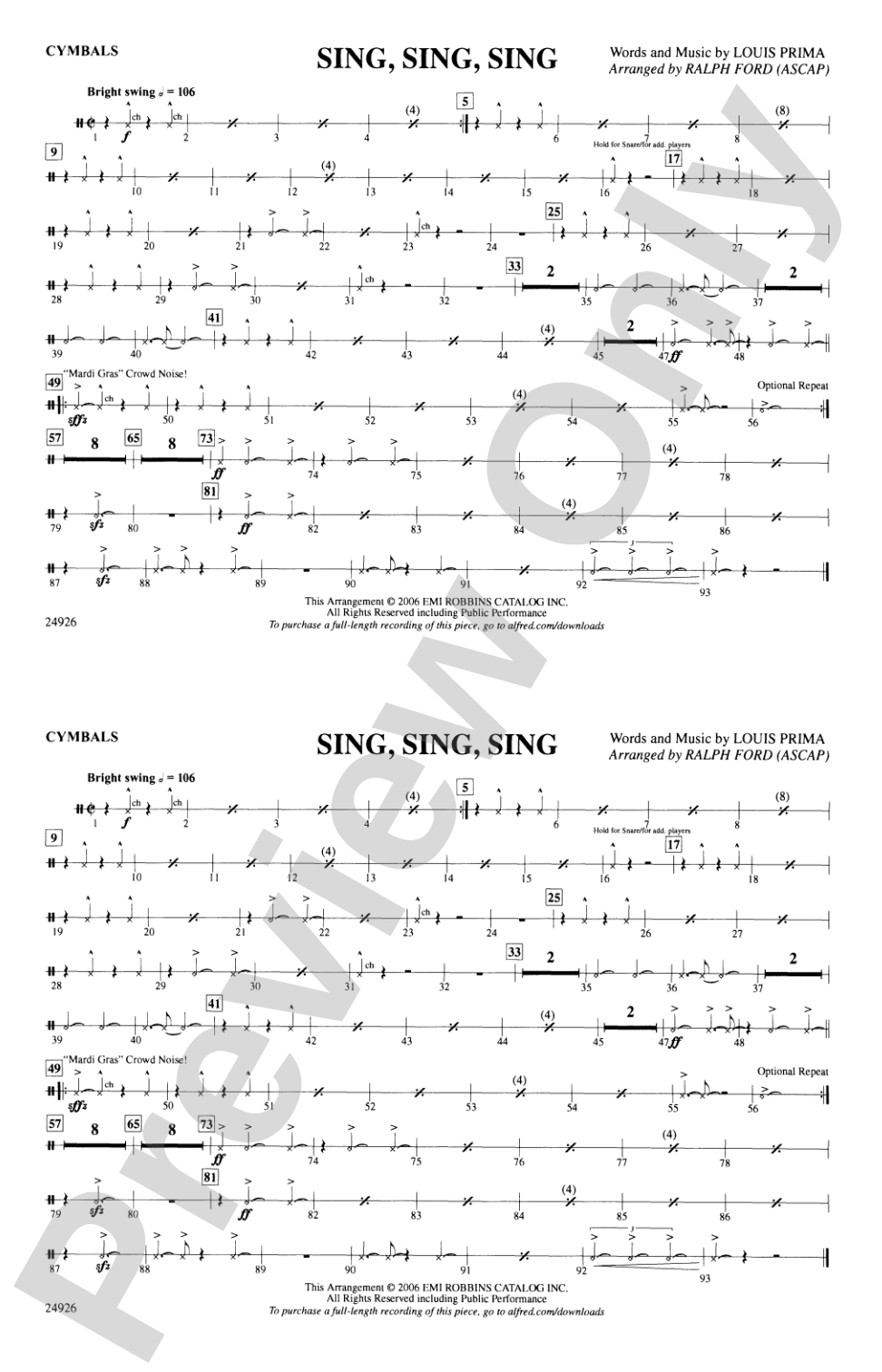 Sing, Sing, Sing: Cymbals