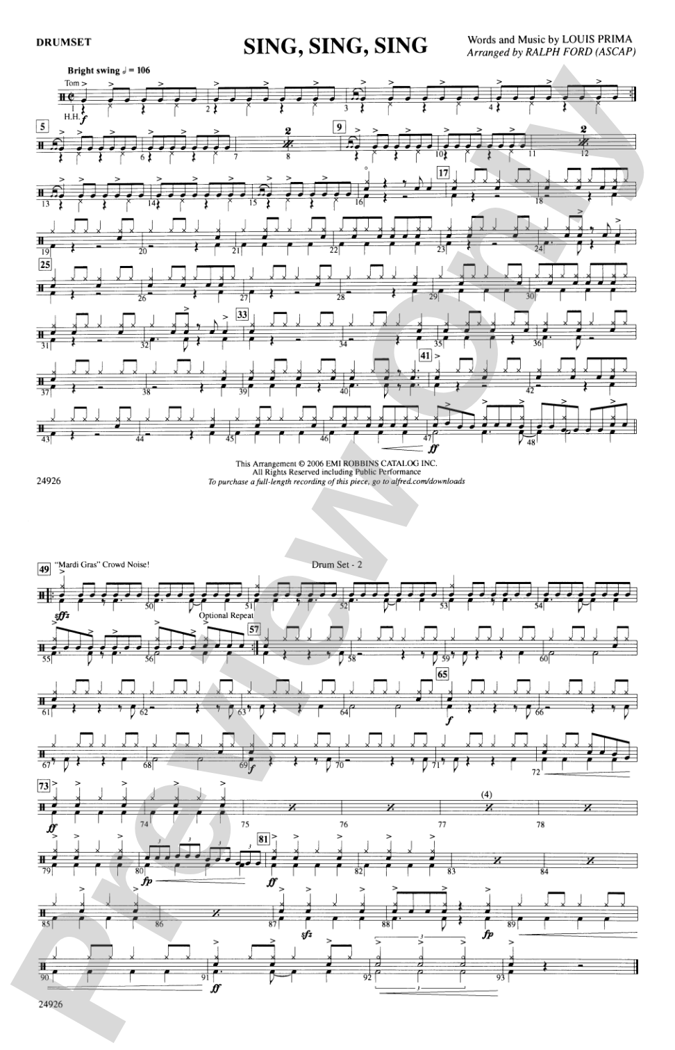 Sing, Sing, Sing: Drumset