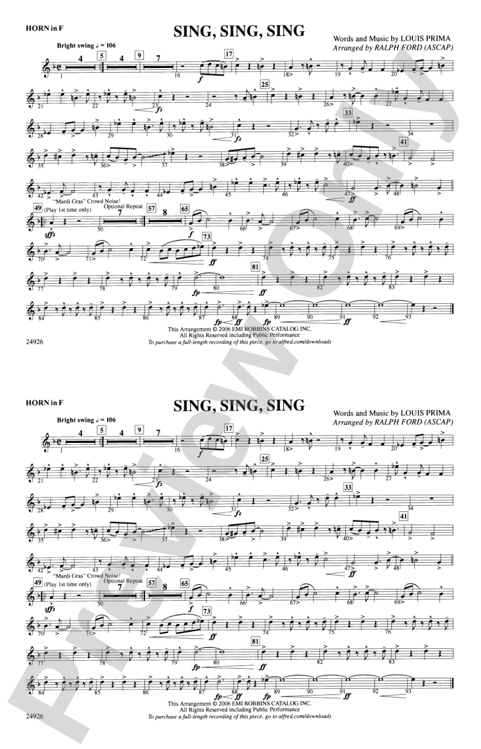 Sing, Sing, Sing: 1st F Horn