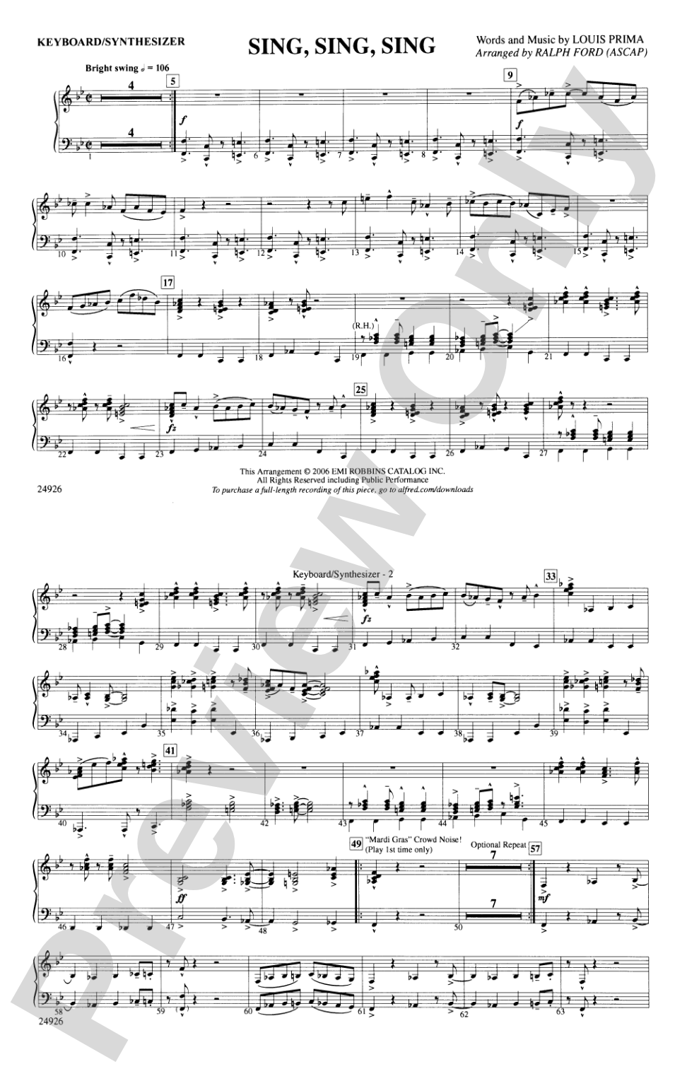 Sing, Sing, Sing: Keyboard/Synthesizer
