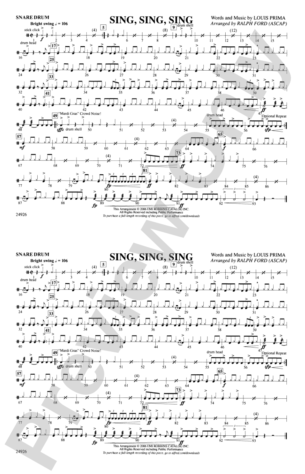 Sing, Sing, Sing: Snare Drum