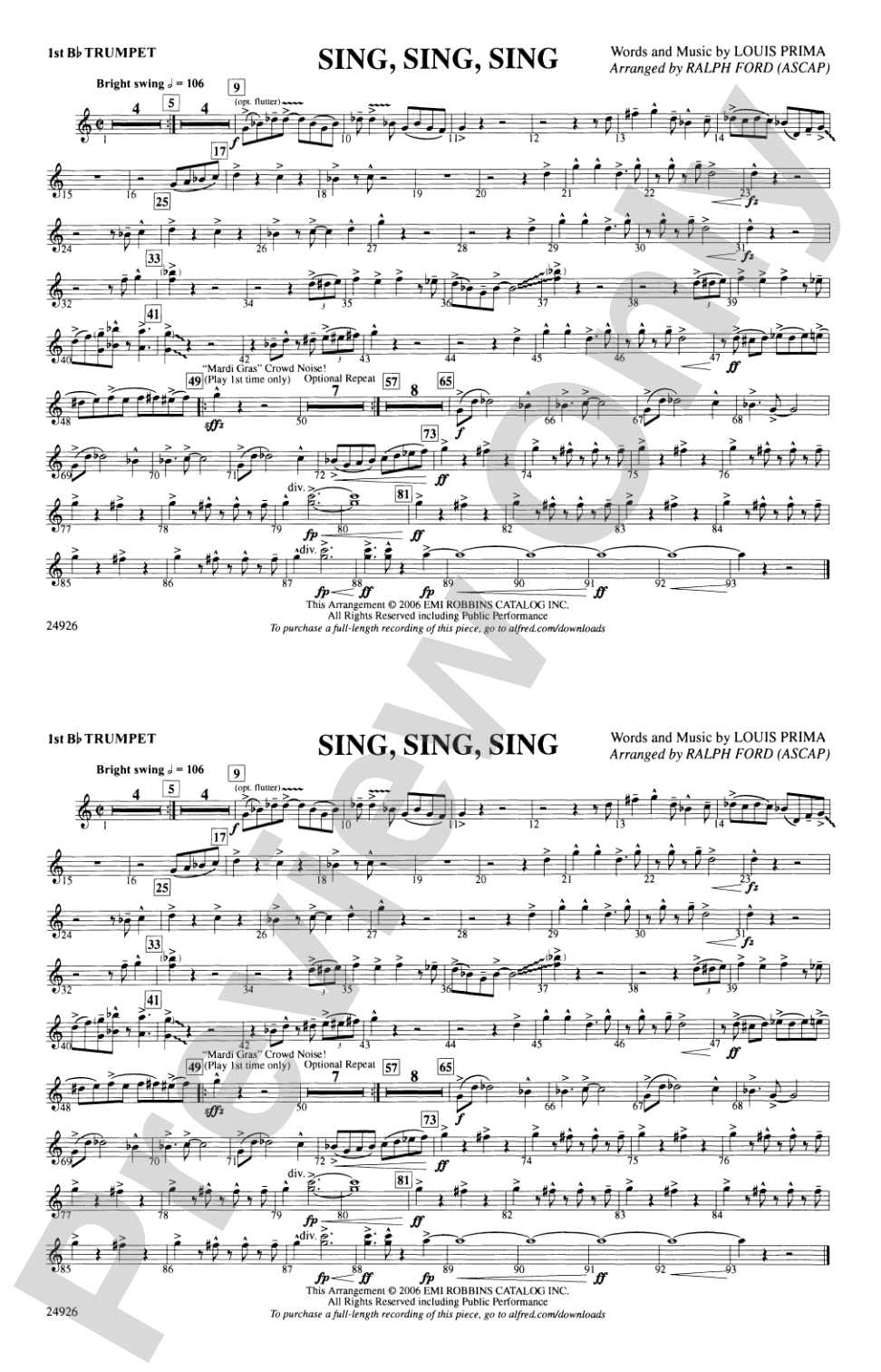Sing, Sing, Sing: 1st B-flat Trumpet