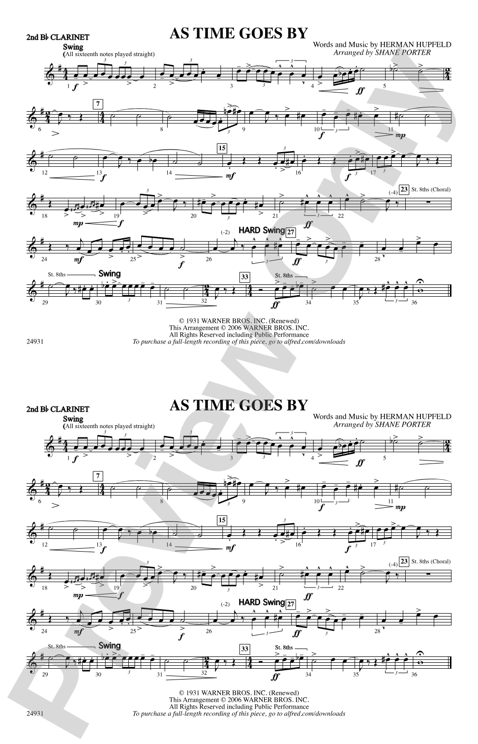 As Time Goes By: 2nd B-flat Clarinet