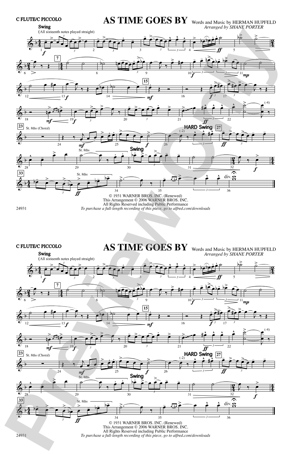 As Time Goes By: Flute