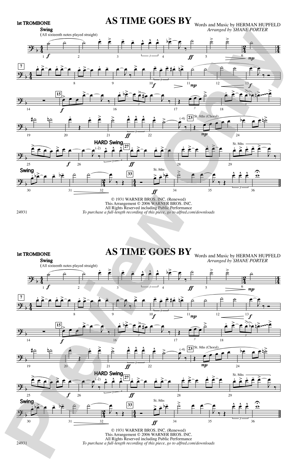 As Time Goes By: 1st Trombone