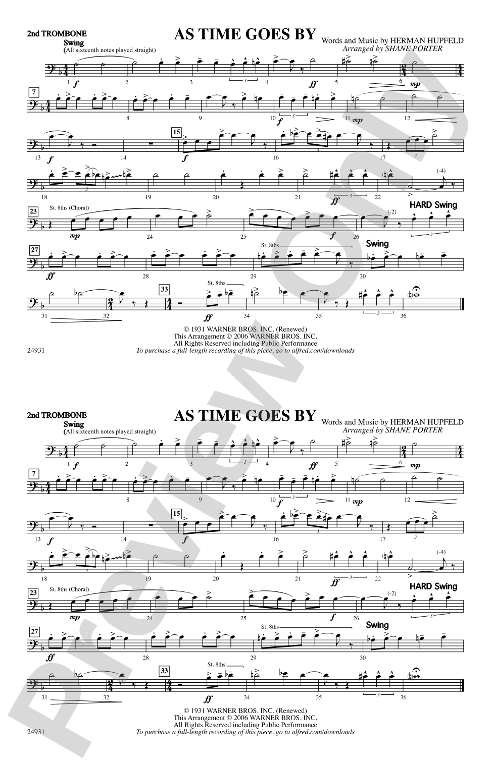 As Time Goes By: 2nd Trombone