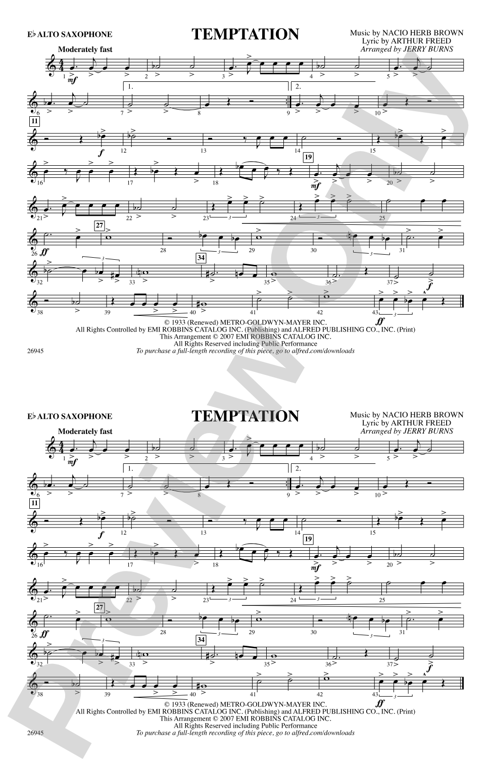 Temptation: E-flat Alto Saxophone