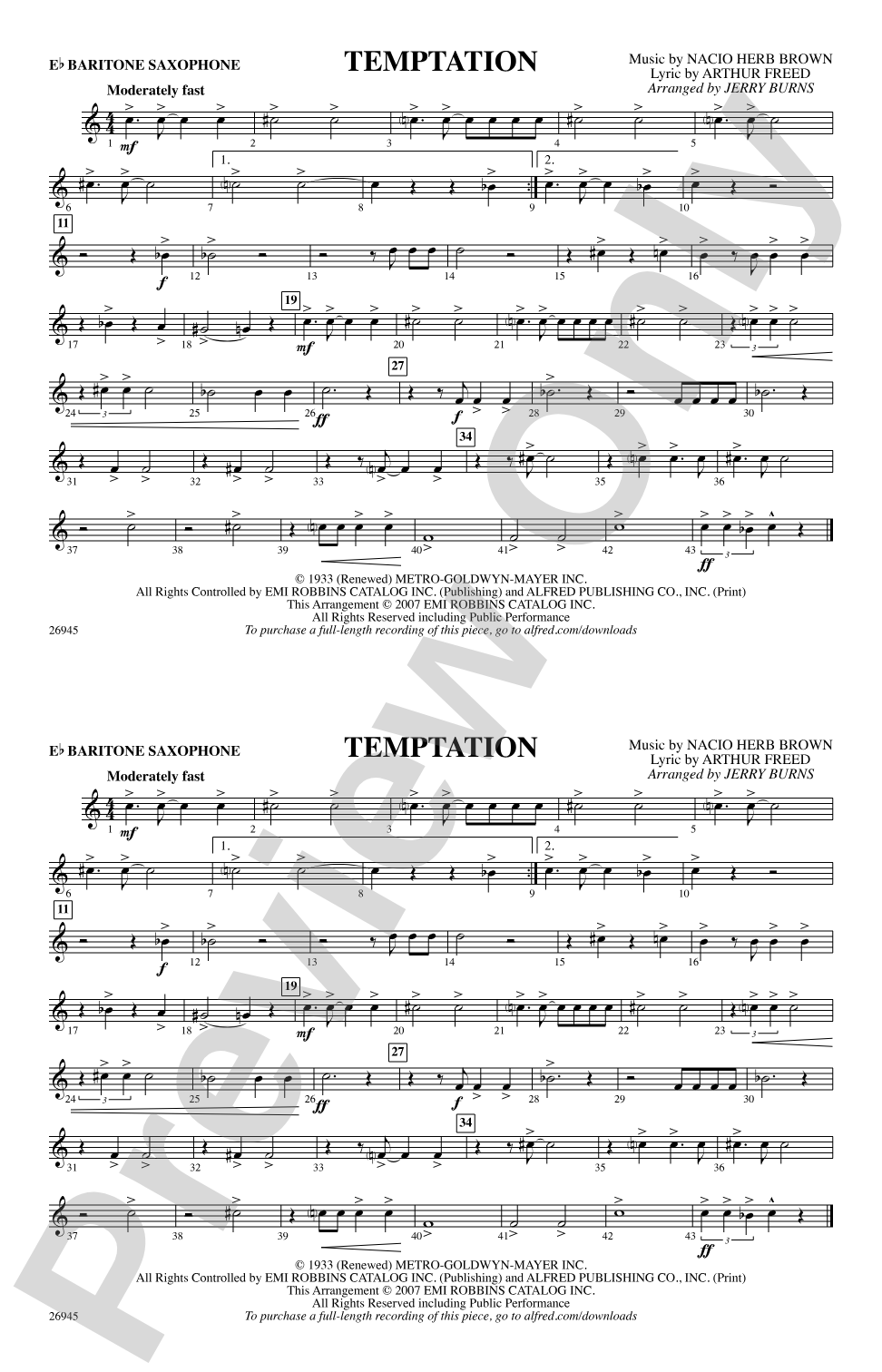 Temptation: E-flat Baritone Saxophone