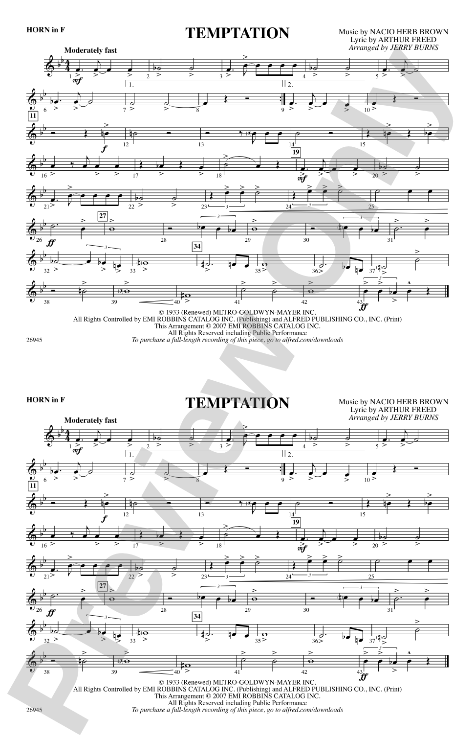 Temptation: 1st F Horn