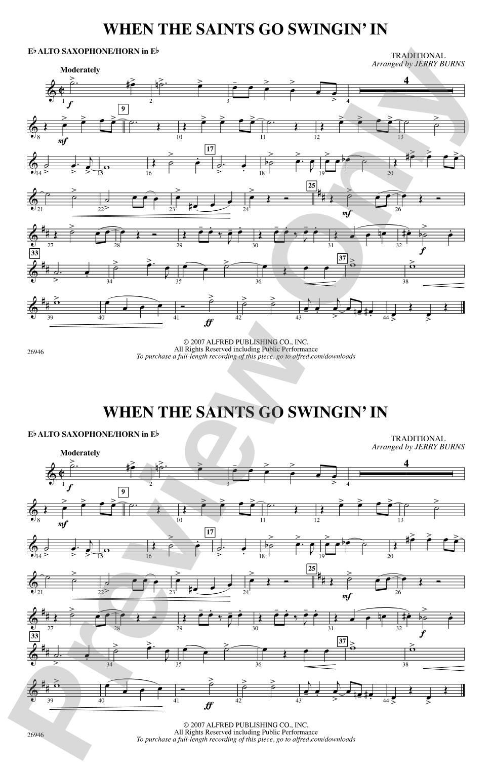 When the Saints Go Swingin' In: E-flat Alto Saxophone