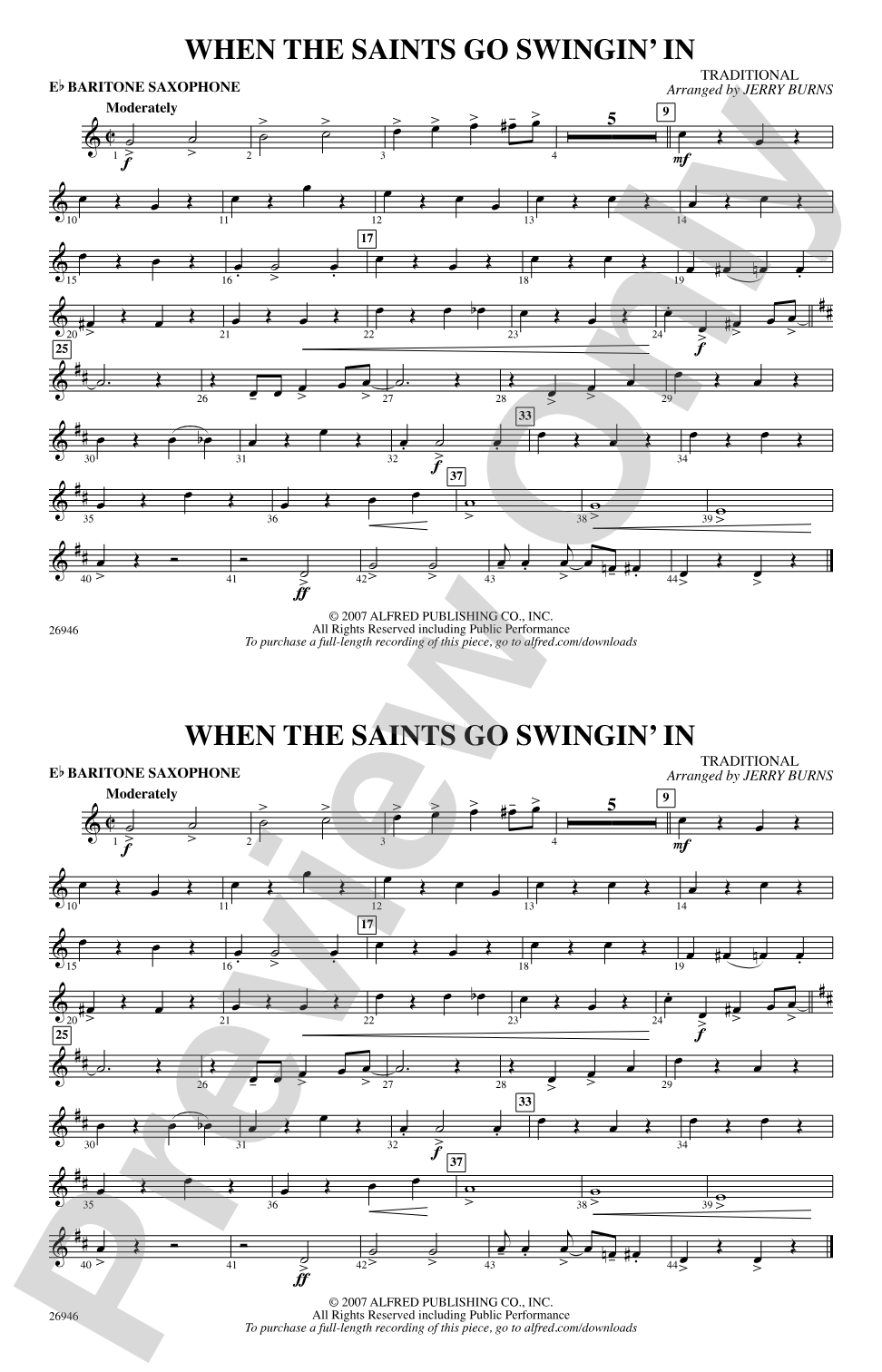 When the Saints Go Swingin' In: E-flat Baritone Saxophone