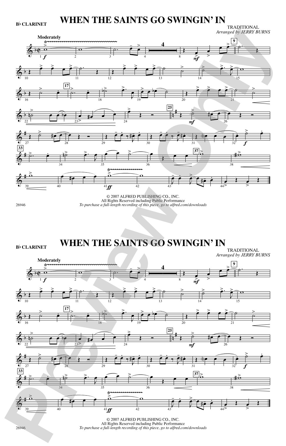 When the Saints Go Swingin' In: 1st B-flat Clarinet