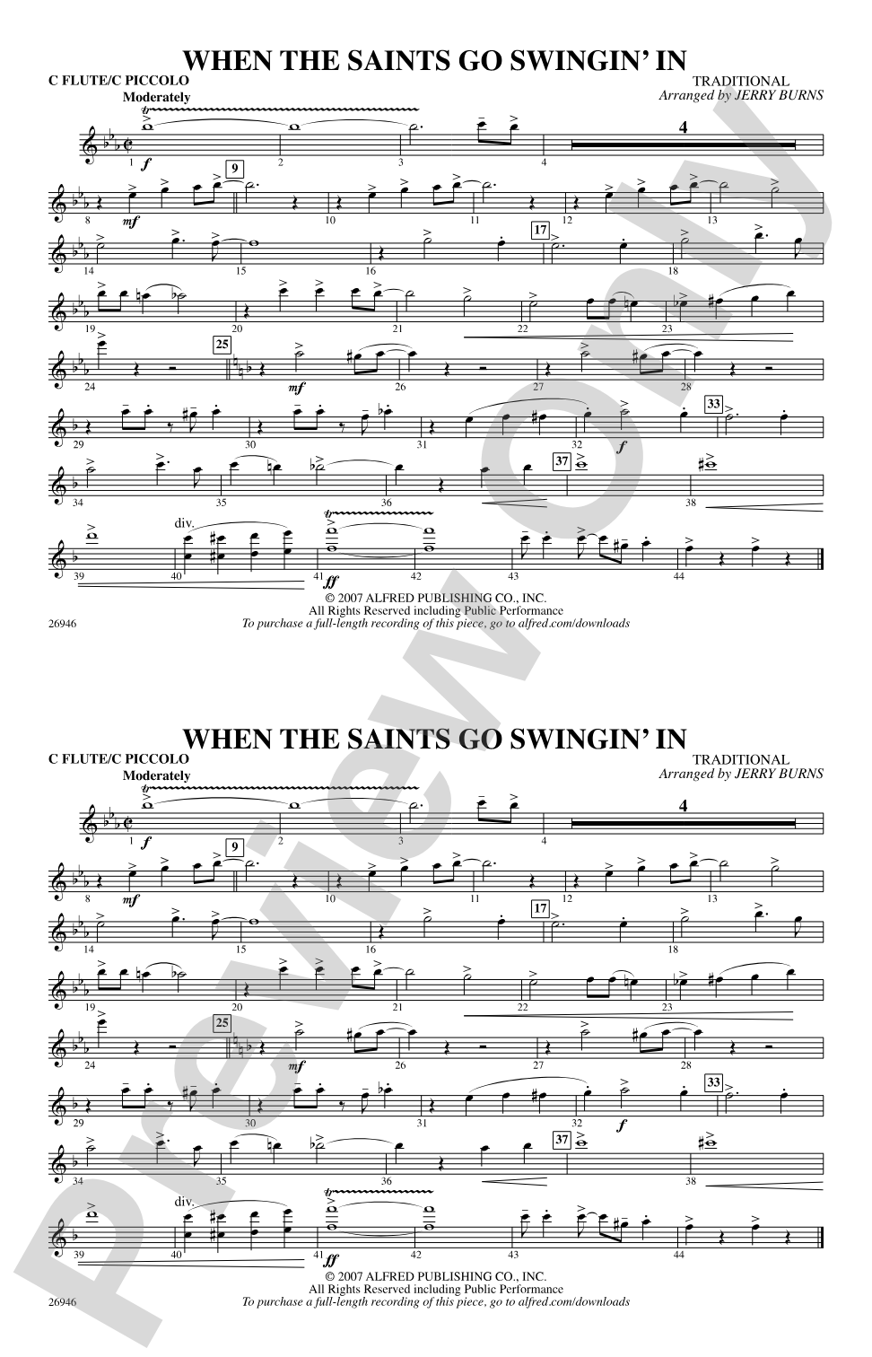 When the Saints Go Swingin' In: Flute
