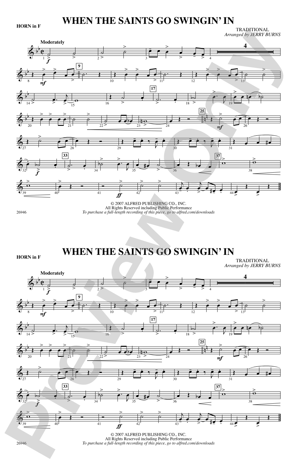 When the Saints Go Swingin' In: 1st F Horn