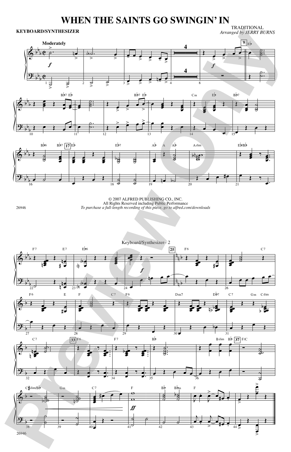 When the Saints Go Swingin' In: Keyboard/Synthesizer