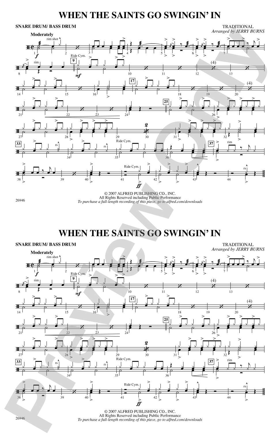 When the Saints Go Swingin' In: Snare Drum/Bass Drum