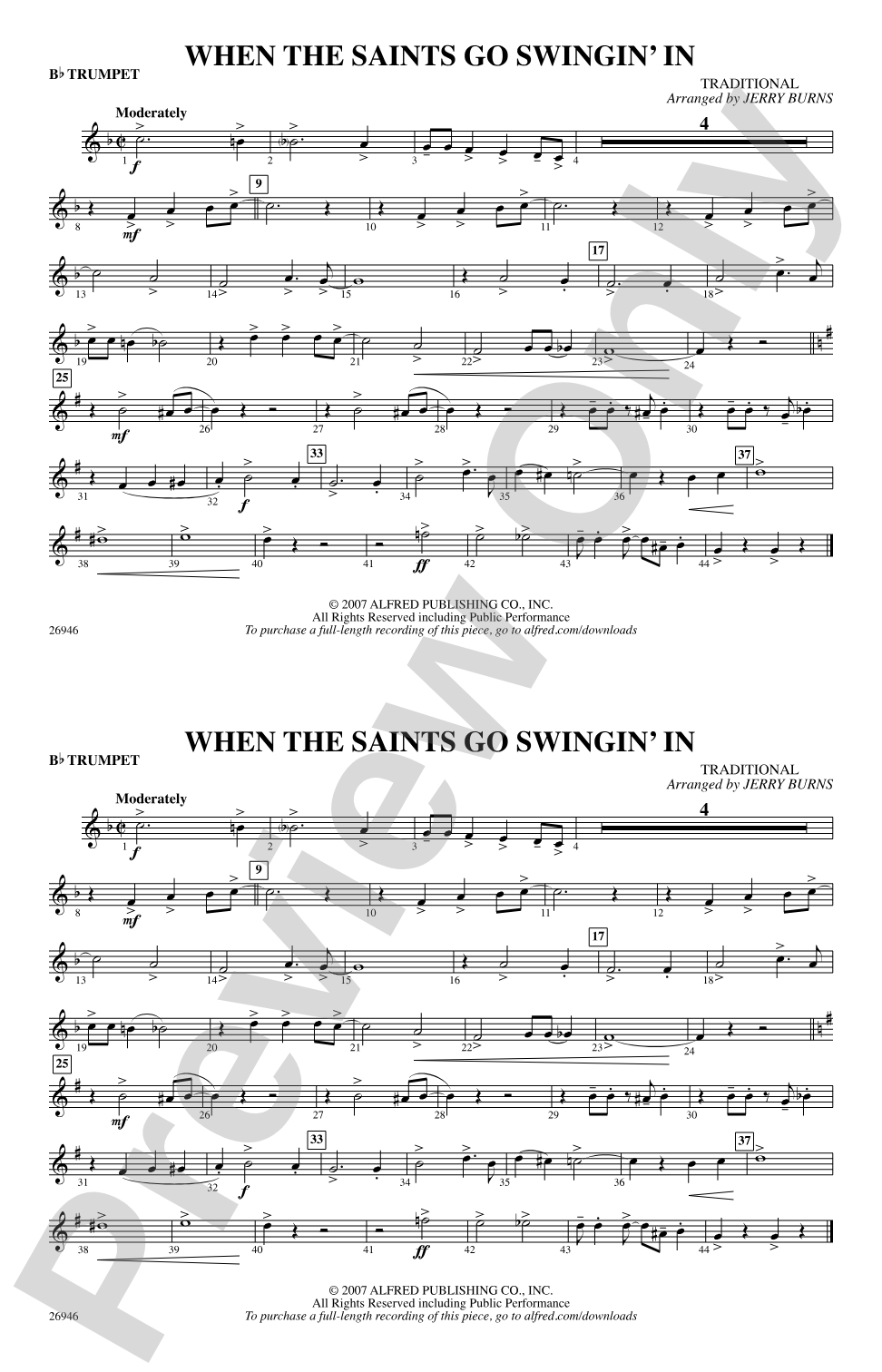 When the Saints Go Swingin' In: 1st B-flat Trumpet