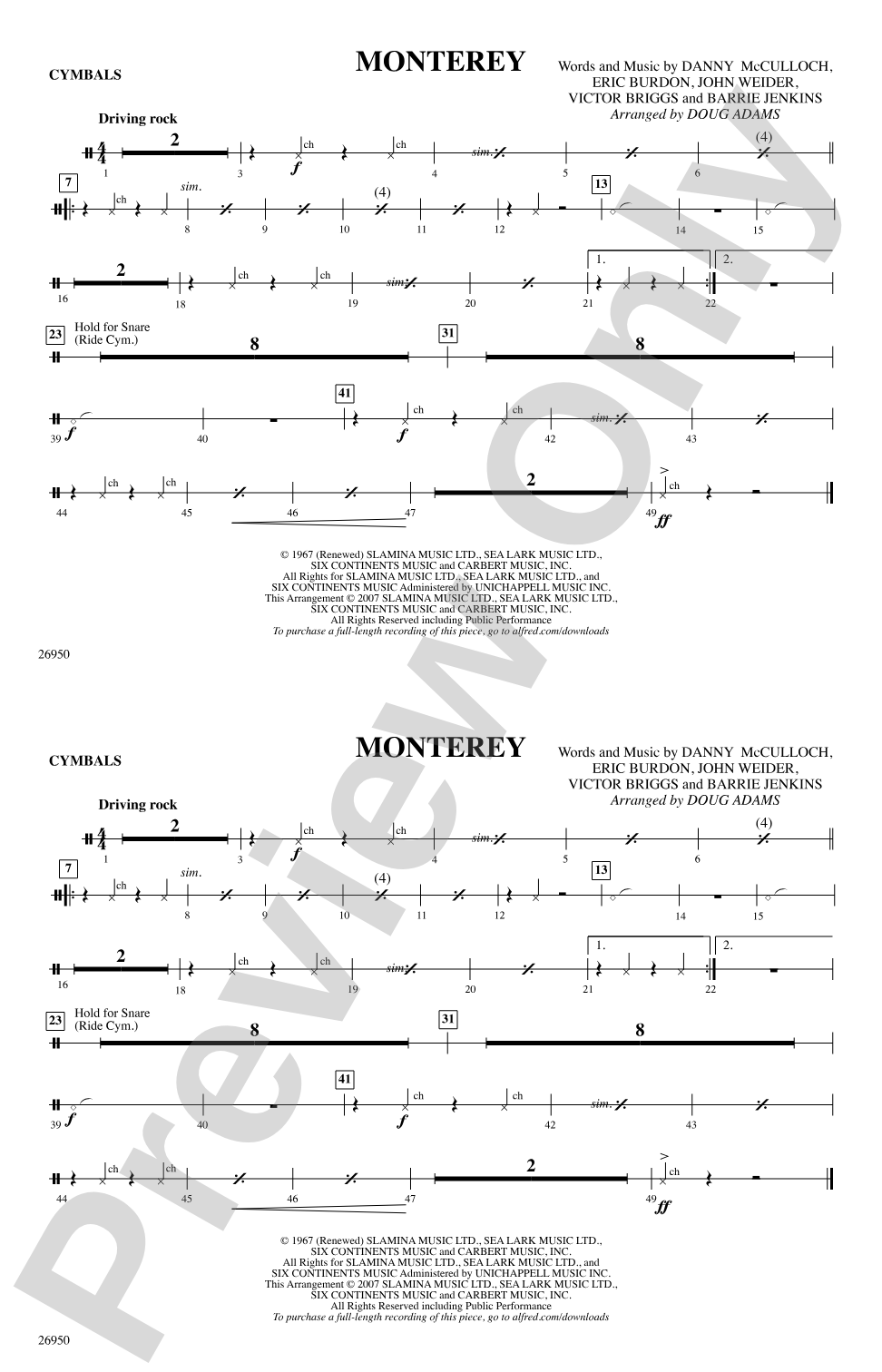 Monterey: Cymbals