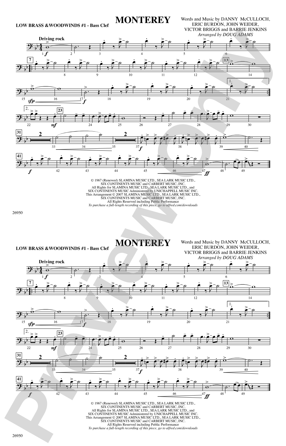 Monterey: Low Brass & Woodwinds #1 - Bass Clef