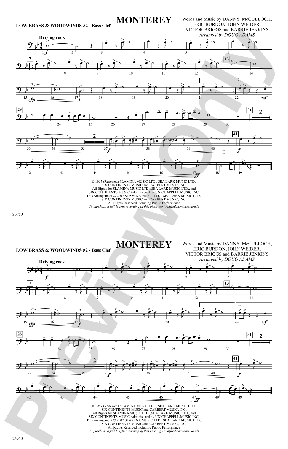 Monterey: Low Brass & Woodwinds #2 - Bass Clef