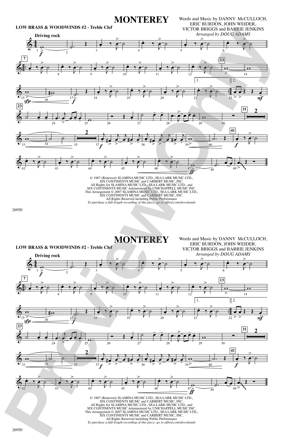 Monterey: Low Brass & Woodwinds #2 - Treble Clef