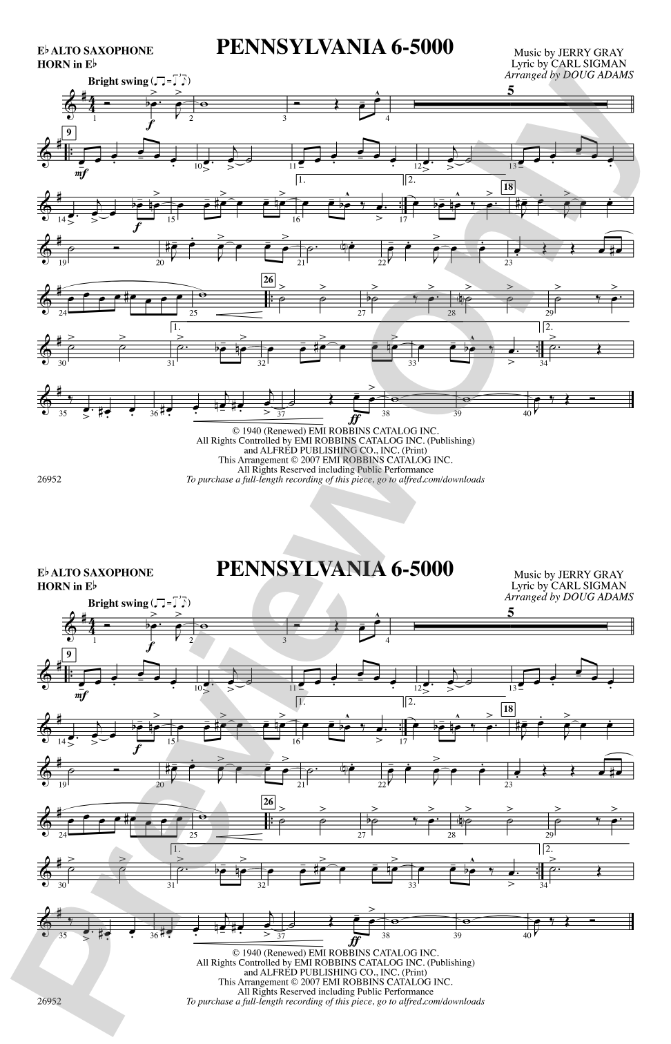 Pennsylvania 6-5000: E-flat Alto Saxophone