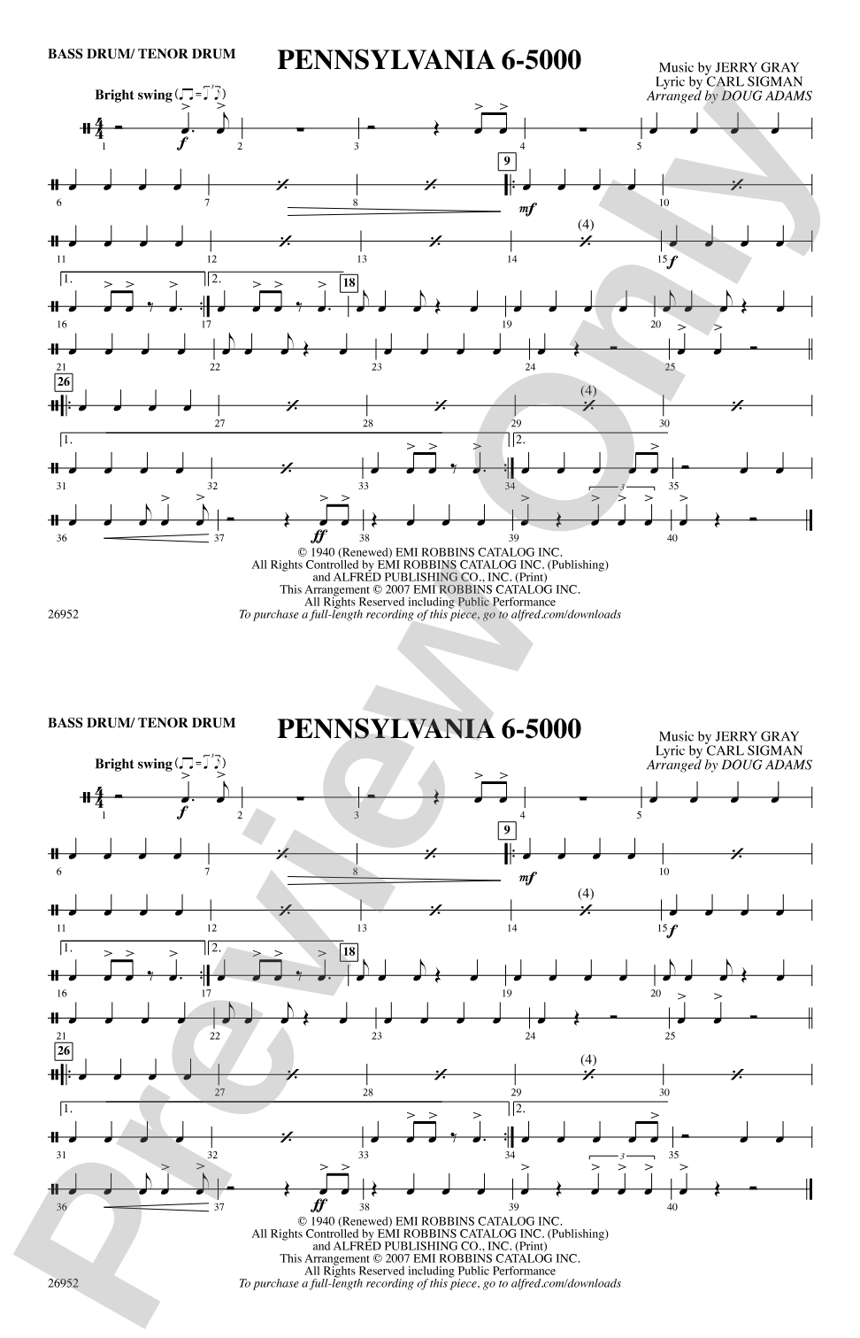 Pennsylvania 6-5000: Bass Drum/Tenor Drum