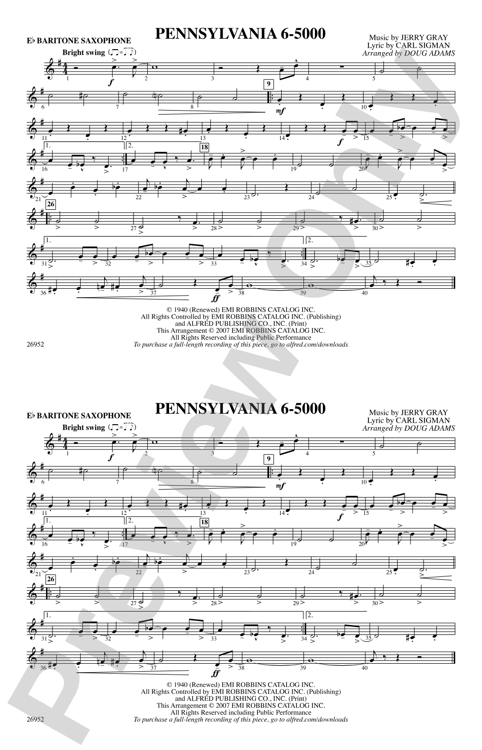 Pennsylvania 6-5000: E-flat Baritone Saxophone