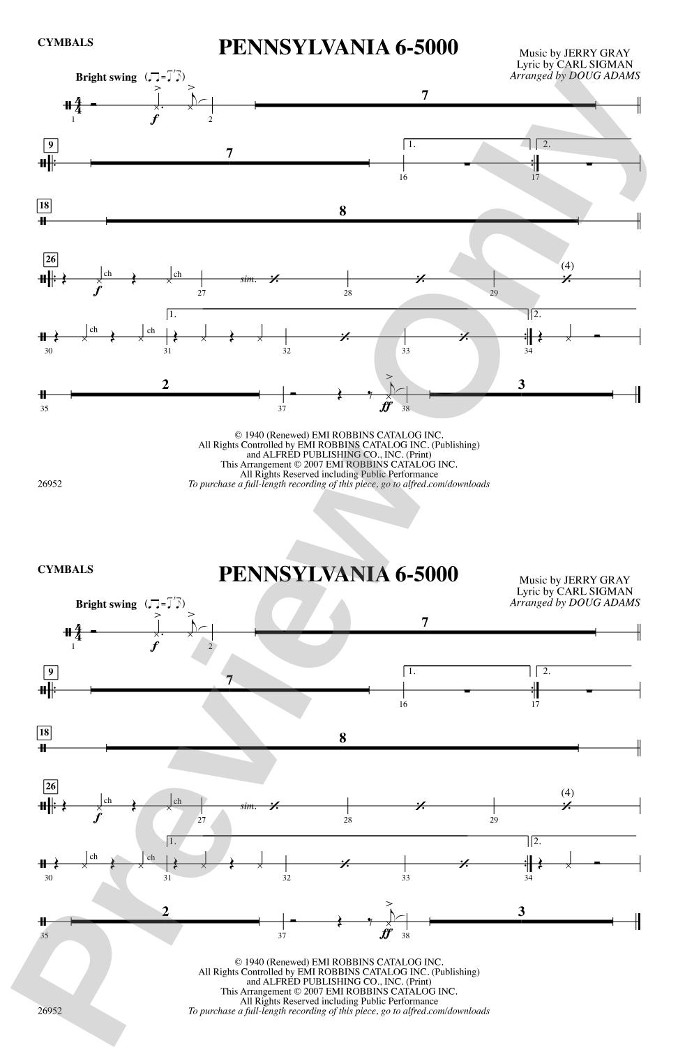 Pennsylvania 6-5000: Cymbals