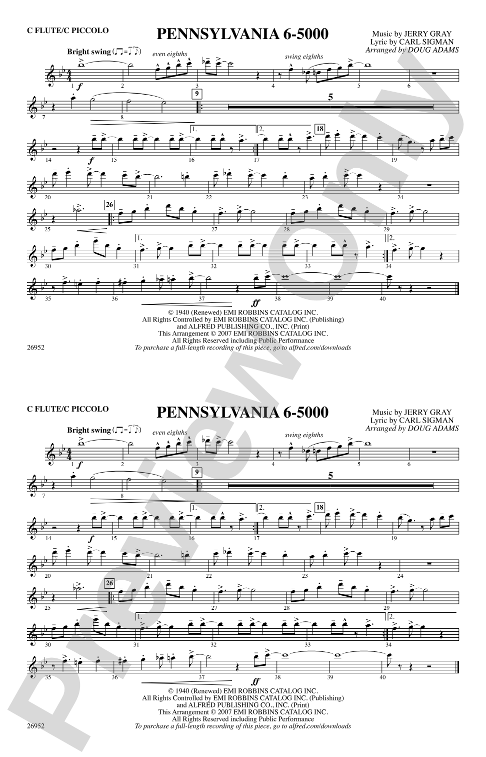 Pennsylvania 6-5000: Flute