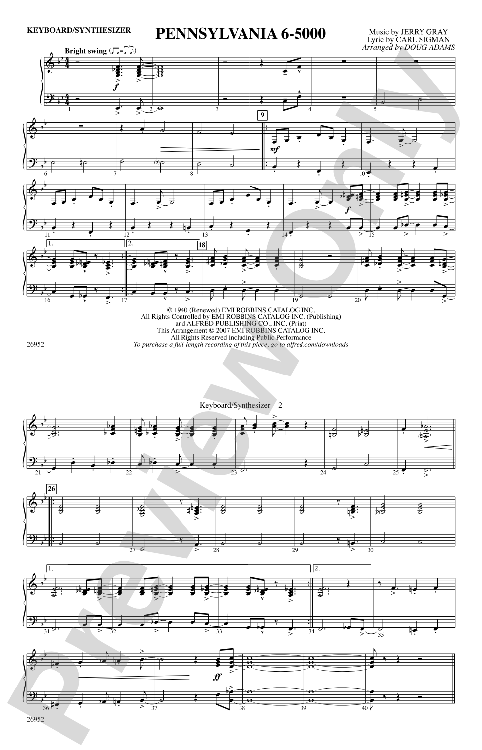 Pennsylvania 6-5000: Keyboard/Synthesizer