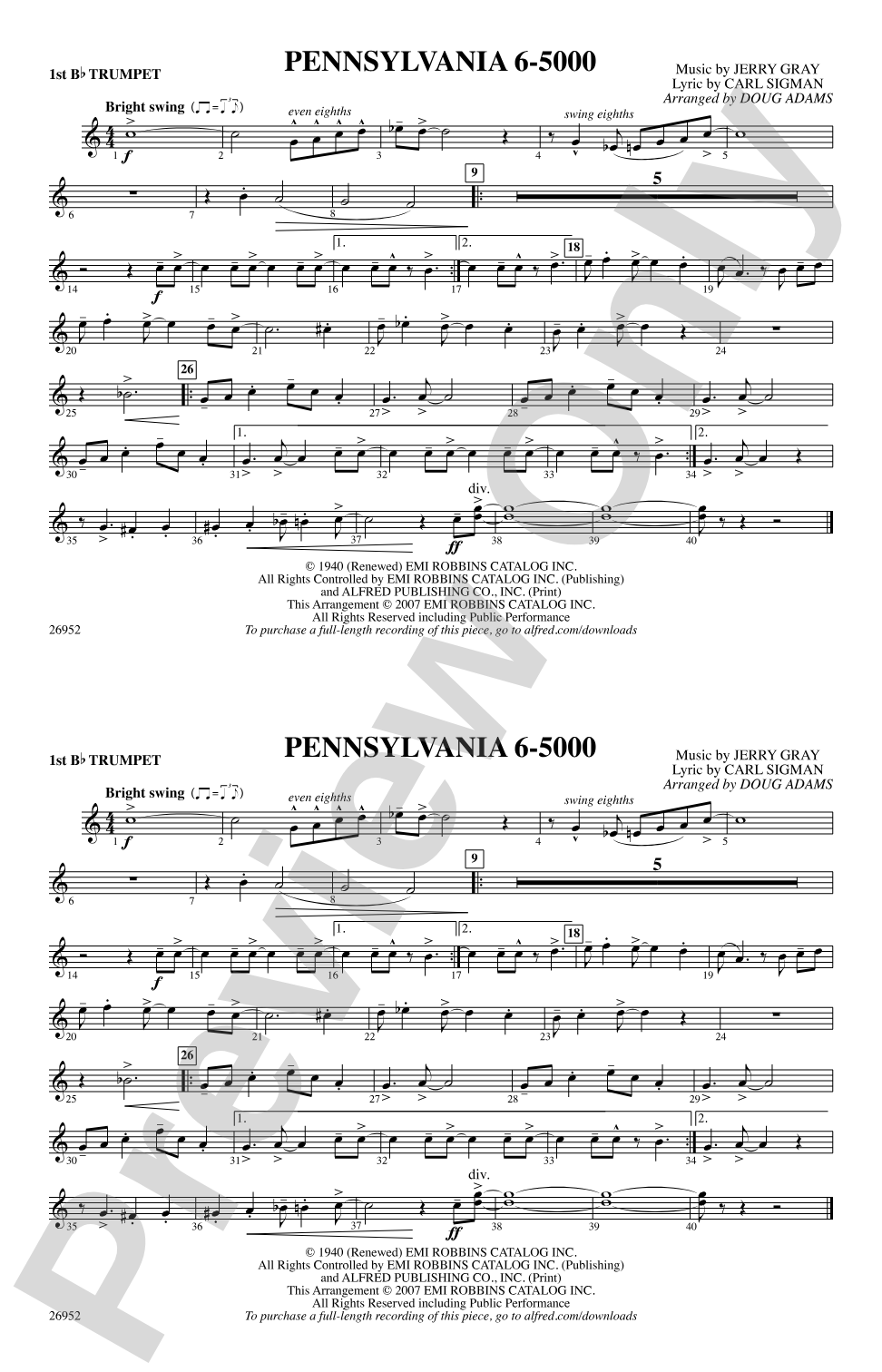 Pennsylvania 6-5000: 1st B-flat Trumpet