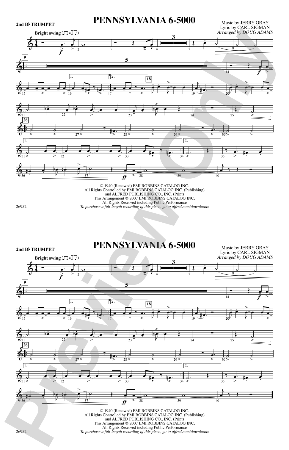 Pennsylvania 6-5000: 2nd B-flat Trumpet