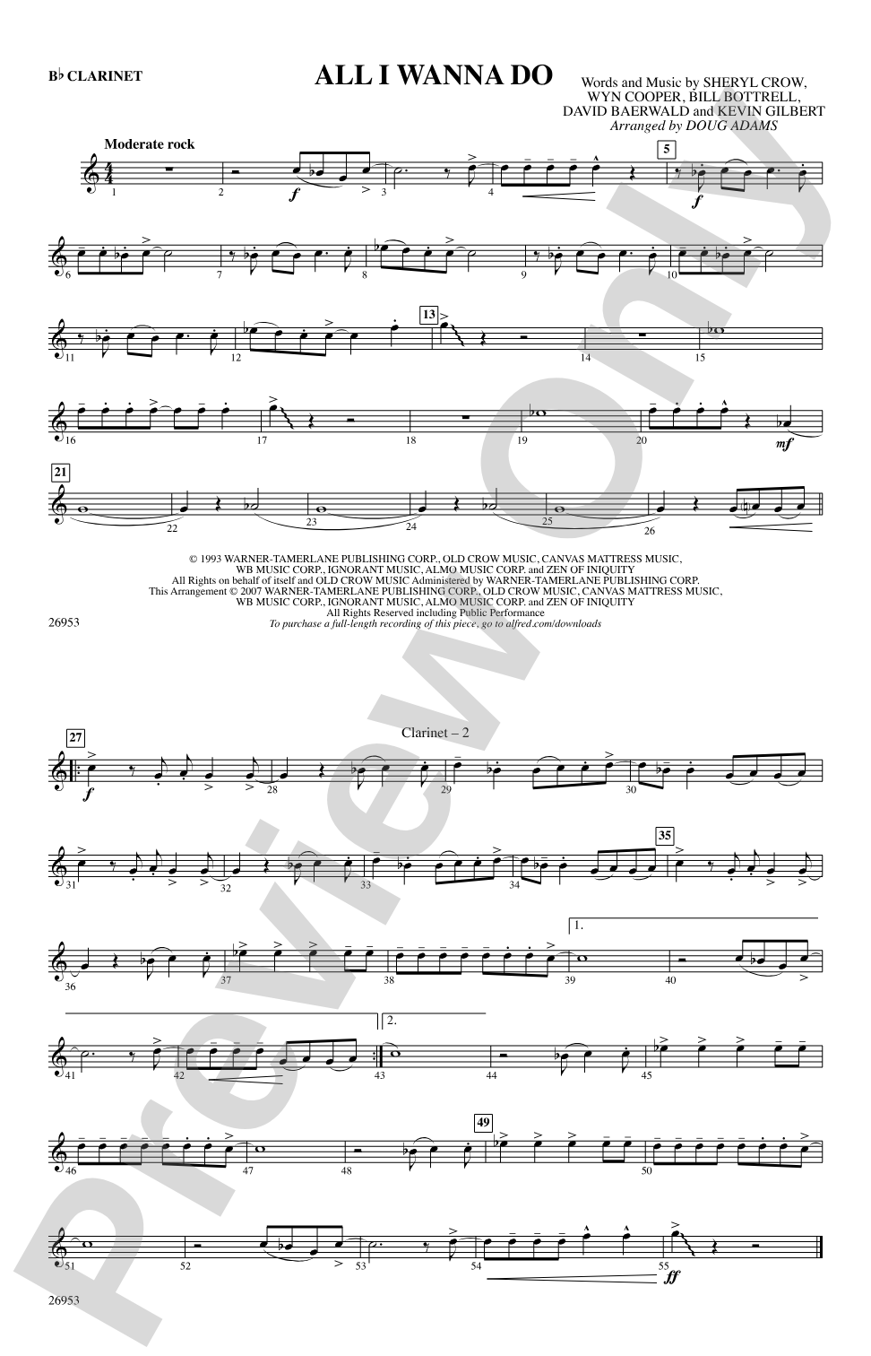 All I Wanna Do: 1st B-flat Clarinet